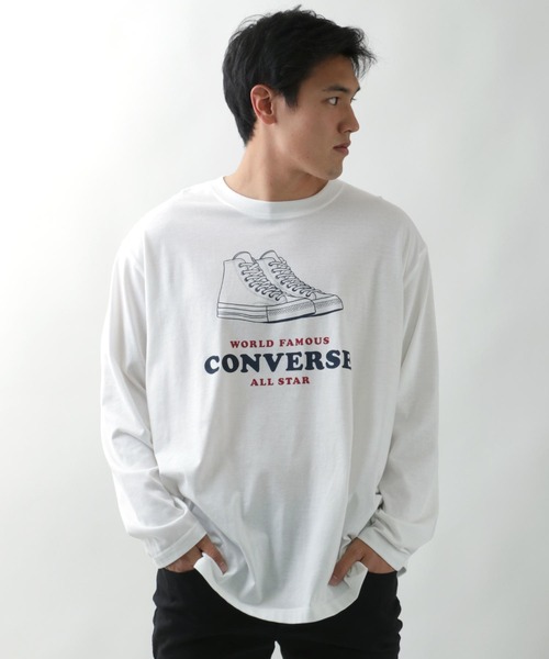CONVERSE(コンバース)の「CONVERSE/コンバース シューズロゴプリント ロンT/長袖/大きいサイズ(Tシャツ/カットソー・メンズ・ホワイト/グレー/ネイビー/グリーン・2L/3L/5L/4L)」の20枚目の写真