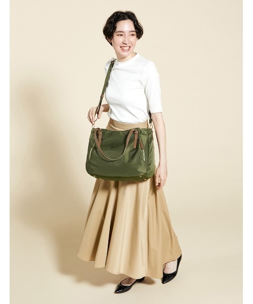 MONICA（モニカ）の「ナイロン2WAYトートバッグ Mサイズ（トートバッグ・レディース・ブラック/ネイビー/ベージュ/ピンク/カーキ・FREE）」の15枚目の写真