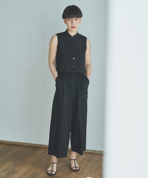 Liyoca（リヨカ）の「【Liyoca】ポプリンオールインワン-ウォッシャブル-（サロペット/オーバーオール・レディース・ブラック/ベージュ/ピンク系その他2・FREE）」の2枚目の写真