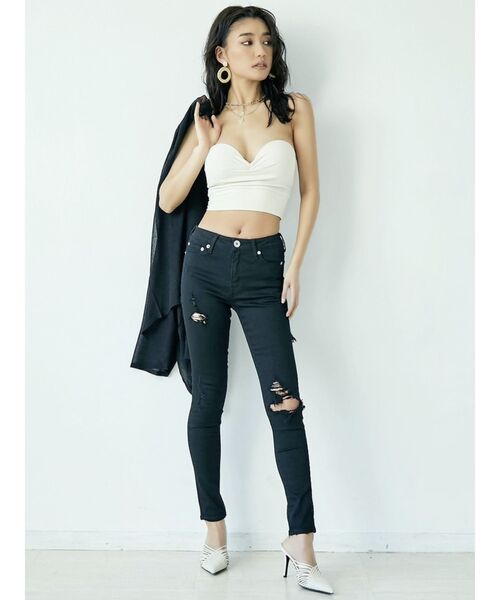 GYDA（ジェイダ）の「BACKリボンリブベアビスチェ（チューブトップ・レディース・ブラック/アイボリー・FREE）」の9枚目の写真