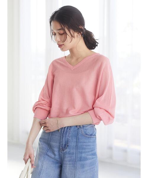 Sugar spoon（シュガースプーン）の「・SUGARSPOON 2wayシアーニットプルオーバー＊（Tシャツ/カットソー・レディース・ピンク/ラベンダー/ライトベージュ/ブラック/ミント/イエロー・FREE）」の8枚目の写真