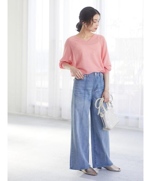 Sugar spoon（シュガースプーン）の「・SUGARSPOON 2wayシアーニットプルオーバー＊（Tシャツ/カットソー・レディース・ピンク/ラベンダー/ライトベージュ/ブラック/ミント/イエロー・FREE）」の19枚目の写真