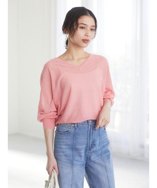 Sugar spoon（シュガースプーン）の「・SUGARSPOON 2wayシアーニットプルオーバー＊（Tシャツ/カットソー・レディース・ピンク/ラベンダー/ライトベージュ/ブラック/ミント/イエロー・FREE）」の20枚目の写真