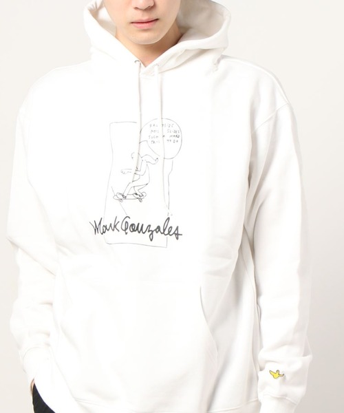 Mark Gonzales(マーク・ゴンザレス)の「Mark Gonzales/マークゴンザレス "LOGO" プリント プルパーカー(パーカー・メンズ・ブルー/ホワイト/グレイッシュベージュ/ブラック/ミント/グレー・LARGE/X-LARGE/MEDIUM)」の12枚目の写真