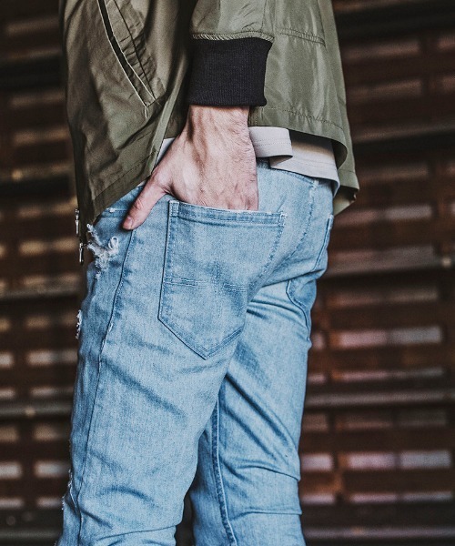 NO ID.（ノーアイディ）の「mp8867- ｸﾗｯｼｭﾘﾍﾟｱﾃﾞﾆﾑｽｷﾆｰPT デニムパンツ（デニムパンツ・メンズ・ホワイト/ライトブルー/ブラック・1/2/3）」の18枚目の写真