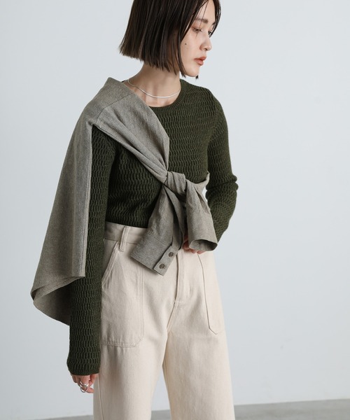 select MOCA(セレクトモカ)の「2021 AW ウェーブデザインクルーネックニット(ニット/セーター・レディース・アイボリー/マスタード/ダークカーキ・FREE)」の20枚目の写真
