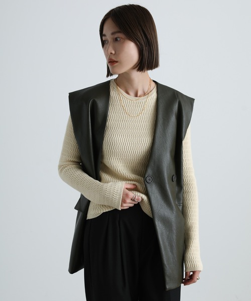 select MOCA(セレクトモカ)の「2021 AW ウェーブデザインクルーネックニット(ニット/セーター・レディース・アイボリー/マスタード/ダークカーキ・FREE)」の11枚目の写真