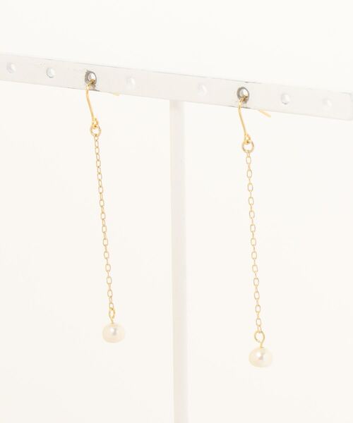 tone(トーン)の「【HO’OKAHI】Freshwater Pearl×Chain Pierce(ピアス(両耳用)・レディース・シルバー/ゴールド・FREE)」の2枚目の写真
