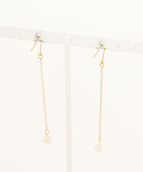 tone(トーン)の「【HO’OKAHI】Freshwater Pearl×Chain Pierce(ピアス(両耳用)・レディース・シルバー/ゴールド・FREE)」の3枚目の写真