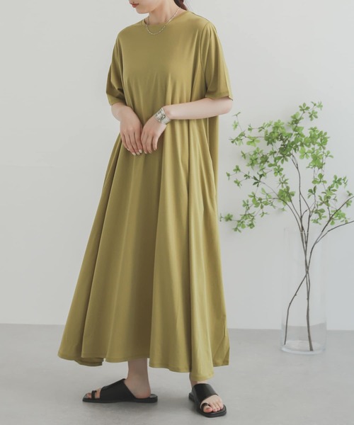 SENSE OF PLACE by URBAN RESEARCH（センスオブプレイスバイアーバンリサーチ）の「シルケットフレアカットワンピース（ワンピース・レディース・ライトベージュ/イエロー/ブラック・ONE）」の3枚目の写真