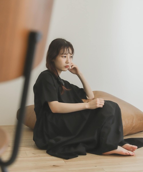 SENSE OF PLACE by URBAN RESEARCH（センスオブプレイスバイアーバンリサーチ）の「シルケットフレアカットワンピース（ワンピース・レディース・ライトベージュ/イエロー/ブラック・ONE）」の2枚目の写真
