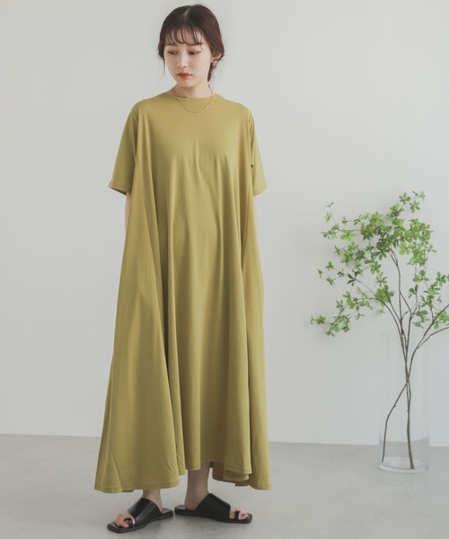 SENSE OF PLACE by URBAN RESEARCH（センスオブプレイスバイアーバンリサーチ）の「シルケットフレアカットワンピース（ワンピース・レディース・ライトベージュ/イエロー/ブラック・ONE）」の4枚目の写真
