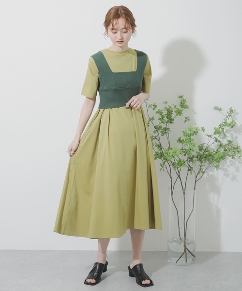 SENSE OF PLACE by URBAN RESEARCH（センスオブプレイスバイアーバンリサーチ）の「シルケットフレアカットワンピース（ワンピース・レディース・ライトベージュ/イエロー/ブラック・ONE）」の7枚目の写真