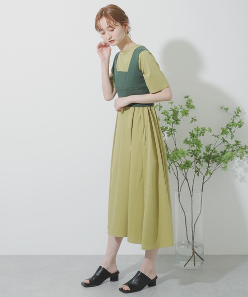 SENSE OF PLACE by URBAN RESEARCH（センスオブプレイスバイアーバンリサーチ）の「シルケットフレアカットワンピース（ワンピース・レディース・ライトベージュ/イエロー/ブラック・ONE）」の8枚目の写真