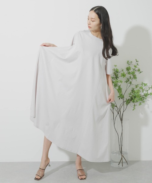 SENSE OF PLACE by URBAN RESEARCH（センスオブプレイスバイアーバンリサーチ）の「シルケットフレアカットワンピース（ワンピース・レディース・ライトベージュ/イエロー/ブラック・ONE）」の15枚目の写真