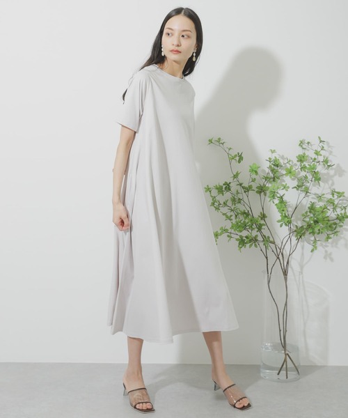 SENSE OF PLACE by URBAN RESEARCH（センスオブプレイスバイアーバンリサーチ）の「シルケットフレアカットワンピース（ワンピース・レディース・ライトベージュ/イエロー/ブラック・ONE）」の16枚目の写真