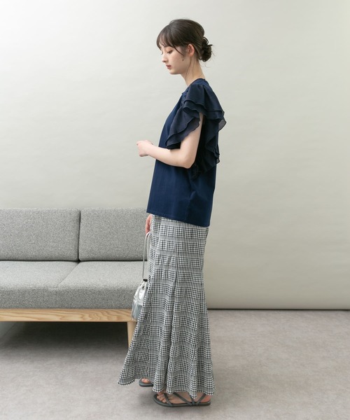 UR Lab.（アーバンリサーチラボ）の「袖フリルカットソー（Tシャツ/カットソー・レディース・ブラック/パープル/オフホワイト/ライトカーキ/ネイビー・FREE）」の13枚目の写真