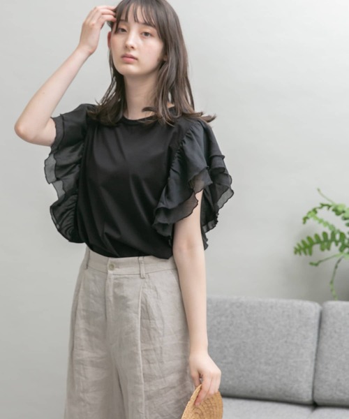 UR Lab.（アーバンリサーチラボ）の「袖フリルカットソー（Tシャツ/カットソー・レディース・ブラック/パープル/オフホワイト/ライトカーキ/ネイビー・FREE）」の17枚目の写真