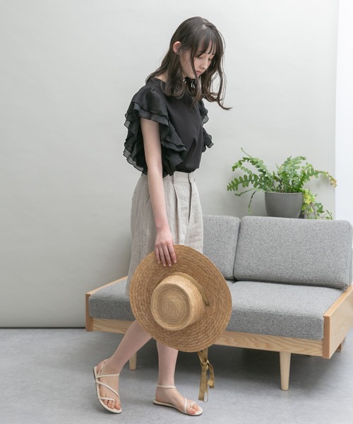 UR Lab.（アーバンリサーチラボ）の「袖フリルカットソー（Tシャツ/カットソー・レディース・ブラック/パープル/オフホワイト/ライトカーキ/ネイビー・FREE）」の20枚目の写真