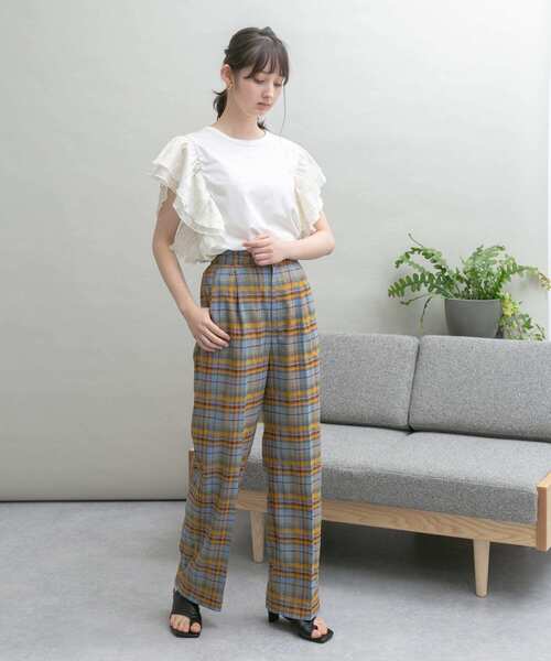 UR Lab.（アーバンリサーチラボ）の「袖フリルカットソー（Tシャツ/カットソー・レディース・ブラック/パープル/オフホワイト/ライトカーキ/ネイビー・FREE）」の9枚目の写真