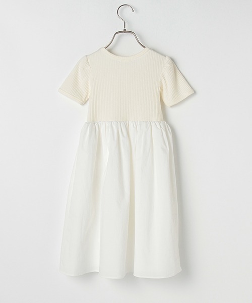 b・ROOM（ビールーム）の「ワントーンドッキングワンピース（ワンピース・キッズ・オフホワイト/チャコール/モカ・100cm/90cm/120cm/110cm/130cm）」の5枚目の写真