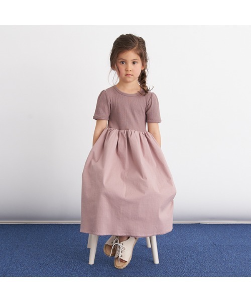 b・ROOM（ビールーム）の「ワントーンドッキングワンピース（ワンピース・キッズ・オフホワイト/チャコール/モカ・100cm/90cm/120cm/110cm/130cm）」の16枚目の写真