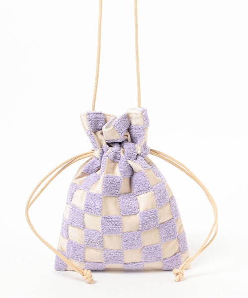 Ray BEAMS（レイビームス）の「Lilas Campbell × Ray BEAMS / 別注 チェッカー 巾着 バッグ（ショルダーバッグ・レディース・ブラック/オフホワイト・ONE SIZE）」の19枚目の写真