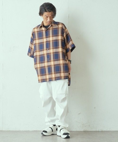 Lui's(ルイス)の「5分袖ロイヤルチェックシャツ(シャツ/ブラウス・メンズ・ネイビー/ピンク・FREE)」の5枚目の写真