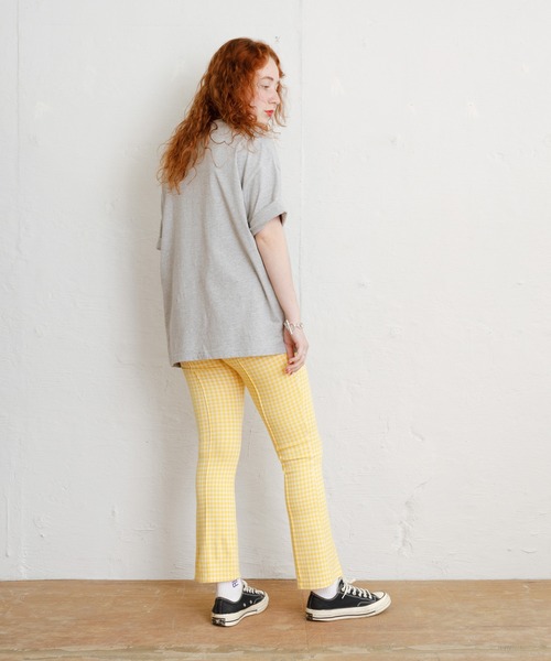 Bonjour Girl(ボンジュールガール)の「【Bonjour Girl/ボンジュールガール】ギンガムチェック フレアパンツ(その他パンツ・レディース・ライトブルー/ネイビー/イエロー・FREE)」の5枚目の写真