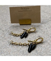 【-lensa-】ゴールドチェーンのシンプル結び目ピアス(MA)