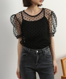 MAISON DE THERESE | ドット柄　キャミソール付き　チュールブラウス(シャツ/ブラウス)