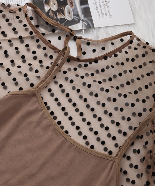 MAISON DE THERESE（メゾン ド テレーズ）の「ドット柄　キャミソール付き　チュールブラウス（シャツ/ブラウス・レディース・ブラック/ブラウン/ベージュ/ホワイト・M）」の8枚目の写真