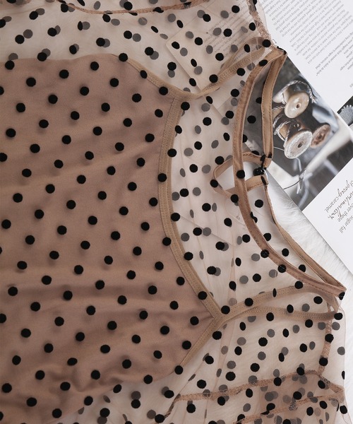 MAISON DE THERESE（メゾン ド テレーズ）の「ドット柄　キャミソール付き　チュールブラウス（シャツ/ブラウス・レディース・ブラック/ブラウン/ベージュ/ホワイト・M）」の6枚目の写真