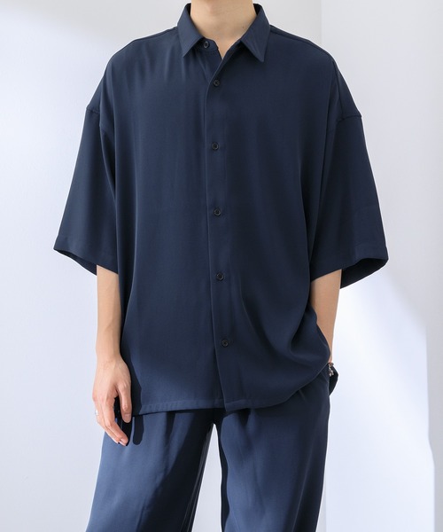 Adoon plain(アドーンプレーン)の「【Adoon plain】ルーズシャツ(セットアップ着用可)(シャツ/ブラウス・メンズ・ネイビー/カーキ/サックスブルー・MEDIUM/LARGE)」の1枚目の写真