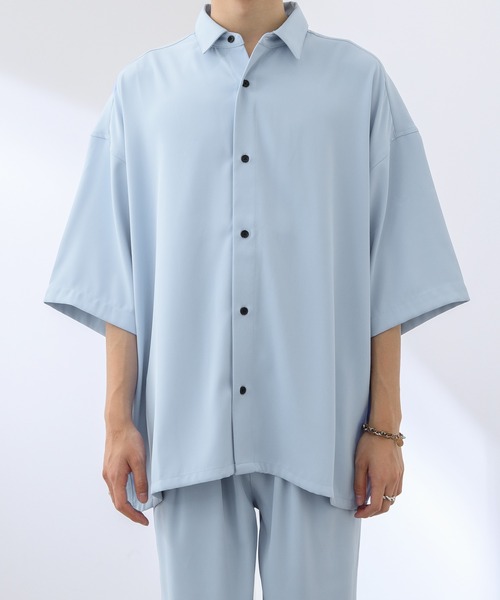 Adoon plain(アドーンプレーン)の「【Adoon plain】ルーズシャツ(セットアップ着用可)(シャツ/ブラウス・メンズ・ネイビー/カーキ/サックスブルー・MEDIUM/LARGE)」の3枚目の写真