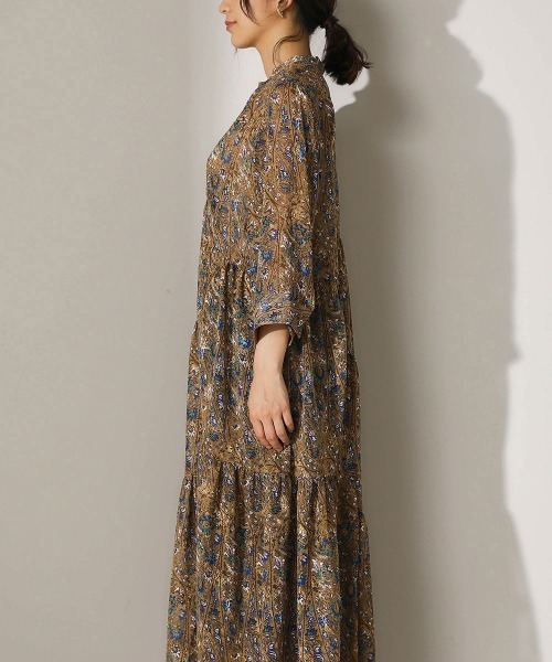 Bou Jeloud（ブージュルード）の「シアージャガード ティアードワンピース（ワンピース・レディース・ブラック/キャメル・38）」の6枚目の写真