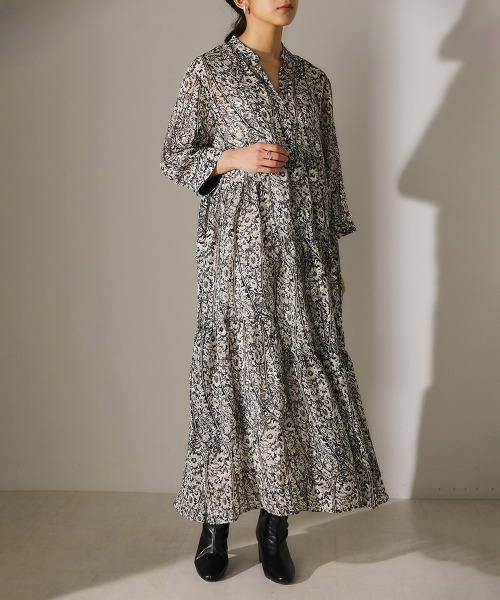 Bou Jeloud（ブージュルード）の「シアージャガード ティアードワンピース（ワンピース・レディース・ブラック/キャメル・38）」の7枚目の写真