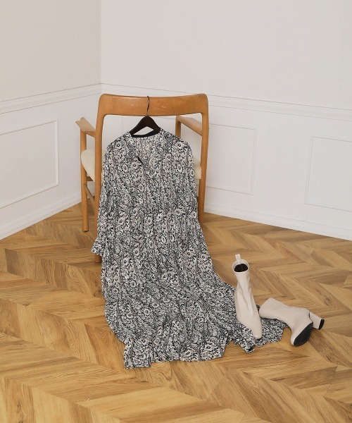 Bou Jeloud（ブージュルード）の「シアージャガード ティアードワンピース（ワンピース・レディース・ブラック/キャメル・38）」の8枚目の写真