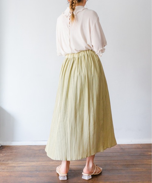 nemne store(ネンネストア)の「オレンジをつむプリーツロングスカート(スカート・レディース・ライトグリーン/アイボリー/キャメル・フリー)」の12枚目の写真