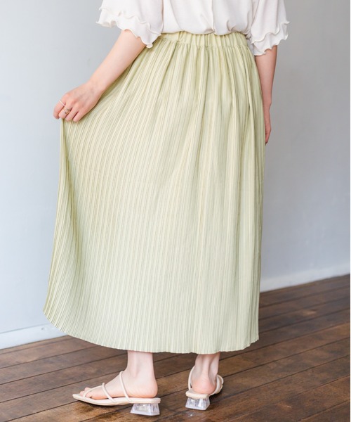 nemne store(ネンネストア)の「オレンジをつむプリーツロングスカート(スカート・レディース・ライトグリーン/アイボリー/キャメル・フリー)」の17枚目の写真