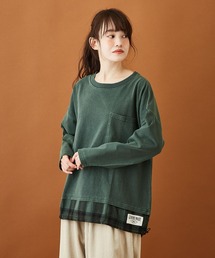 CUBE SUGAR（キューブシュガー）の「WEB限定 天竺 × チェック × フライス 裾切り替え スピンドル入り Tシャツ（Tシャツ/カットソー）」