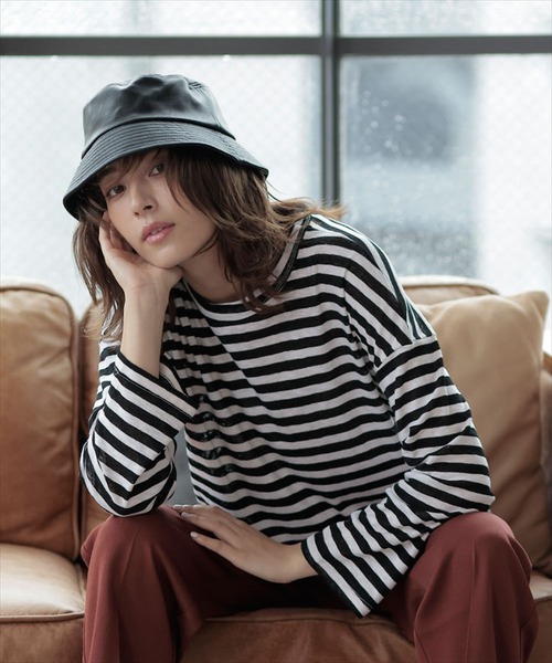 DONOBAN(ドノバン)の「合皮ダウンブリムバケットHAT(ハット・レディース・アイボリー/ブラック・ONESIZE)」の7枚目の写真