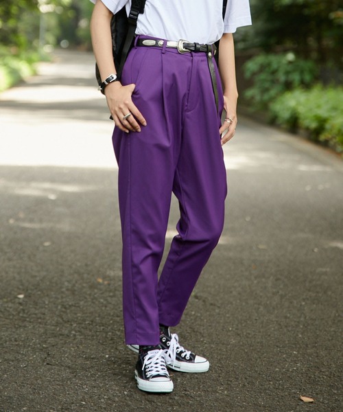 ear PAPILLONNER(イアパピヨネ)の「【SUM1 STYLE(スミ スタイル)】カラーパンツ(スラックス・レディース・レッド/パープル・FREE)」の2枚目の写真