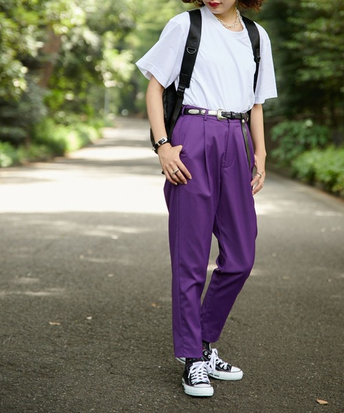 ear PAPILLONNER(イアパピヨネ)の「【SUM1 STYLE(スミ スタイル)】カラーパンツ(スラックス・レディース・レッド/パープル・FREE)」の3枚目の写真