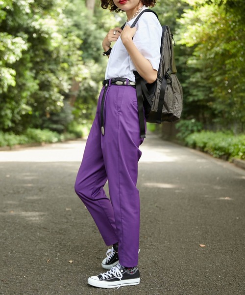 ear PAPILLONNER(イアパピヨネ)の「【SUM1 STYLE(スミ スタイル)】カラーパンツ(スラックス・レディース・レッド/パープル・FREE)」の4枚目の写真