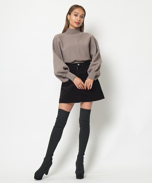 SPIRALGIRL（スパイラルガール）の「コーデュロイミニスカート（スカート・レディース・ブラック/ベージュ・FREE）」の4枚目の写真