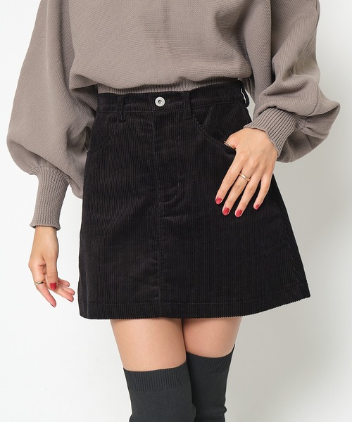 SPIRALGIRL（スパイラルガール）の「コーデュロイミニスカート（スカート・レディース・ブラック/ベージュ・FREE）」の7枚目の写真