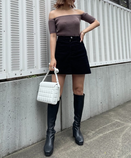 SPIRALGIRL（スパイラルガール）の「コーデュロイミニスカート（スカート・レディース・ブラック/ベージュ・FREE）」の3枚目の写真