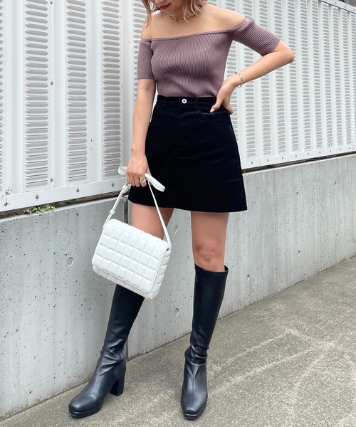 SPIRALGIRL（スパイラルガール）の「コーデュロイミニスカート（スカート・レディース・ブラック/ベージュ・FREE）」の6枚目の写真