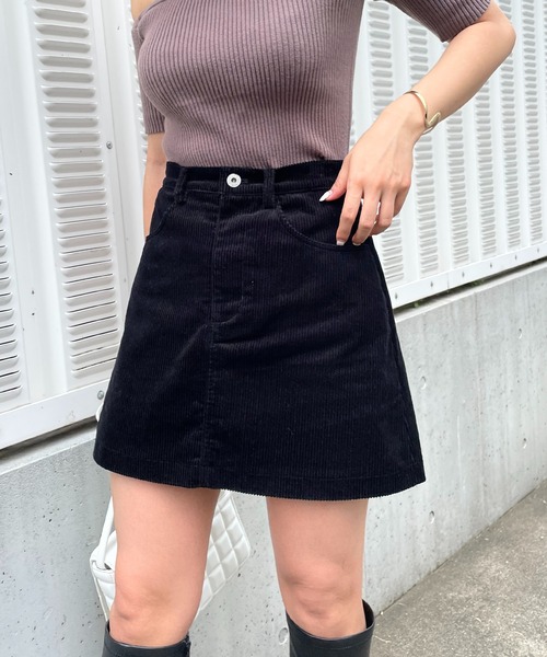 SPIRALGIRL（スパイラルガール）の「コーデュロイミニスカート（スカート・レディース・ブラック/ベージュ・FREE）」の22枚目の写真